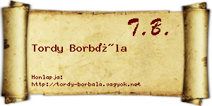 Tordy Borbála névjegykártya